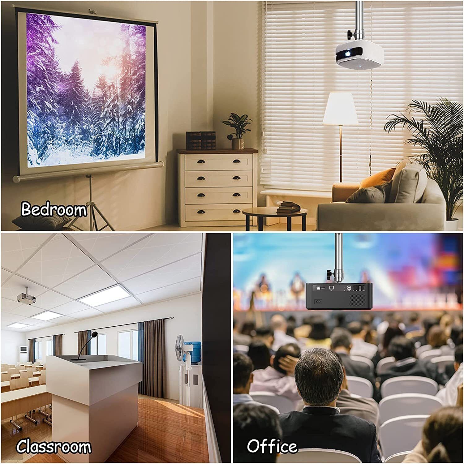 Projector 2 pieces ceiling mount 360° extendable wall mount projector 