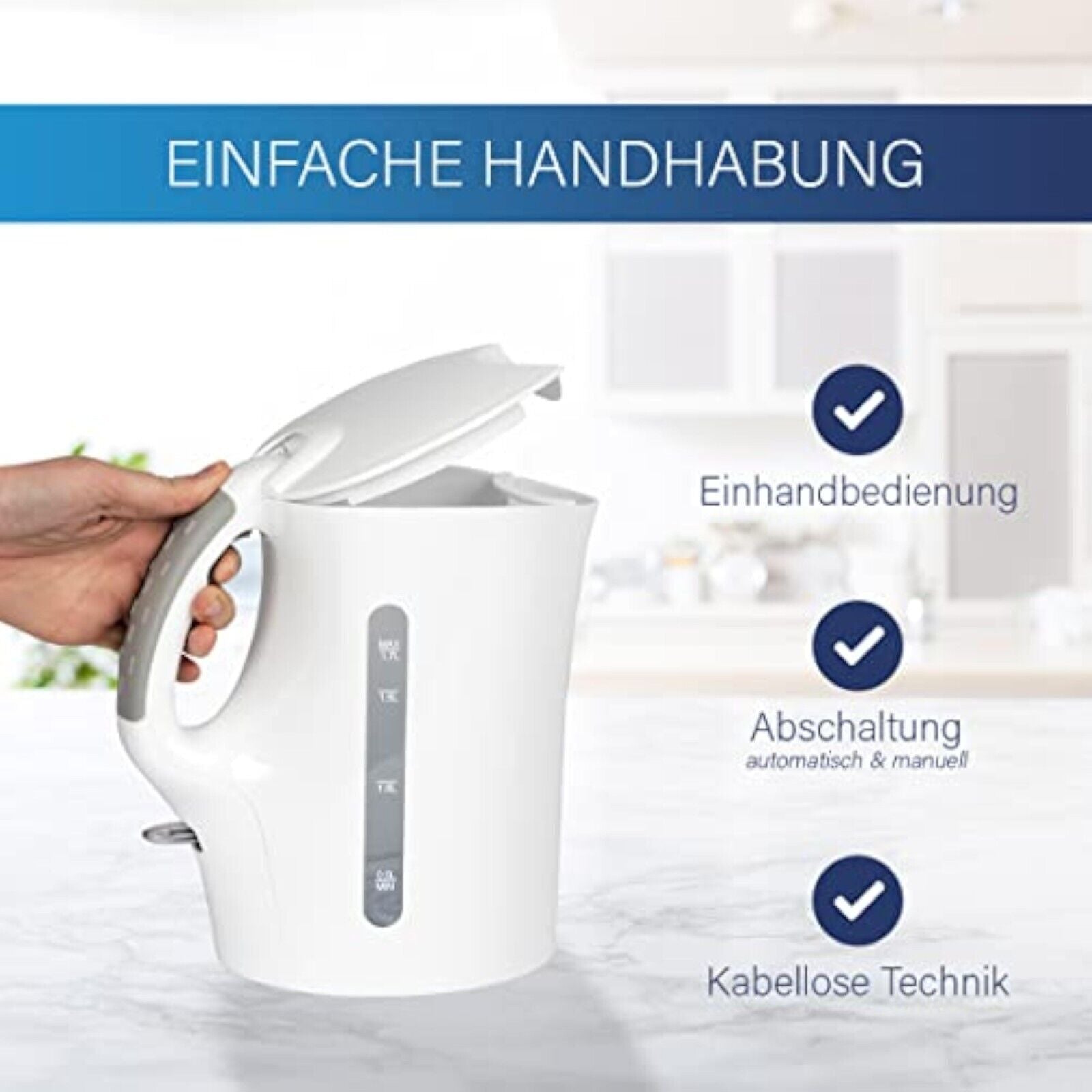 Clatronic Wasserkocher 1,5 Liter – Edelstahl Kettle mit Einhandbedienung & Überhitzungsschutz