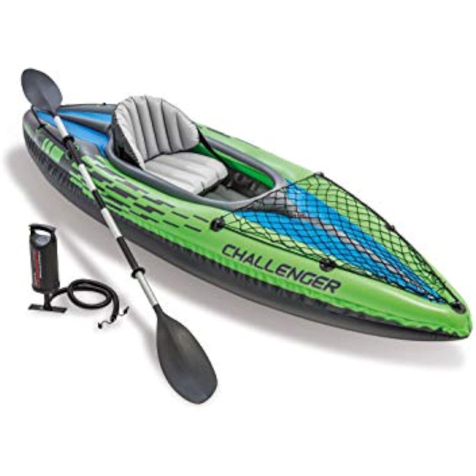 Intex Kayak Challenger K1 Set Inflatable Boat Paddle Boat + Aluminum Paddle Pump NEW 