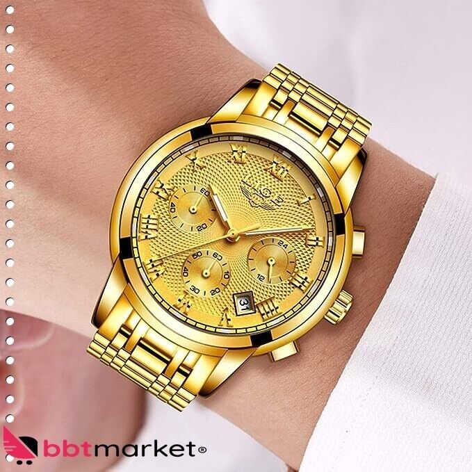 Herren Uhren Sport Wasserdicht Edelstahl  Analoger Quarz Chronograph Kalender