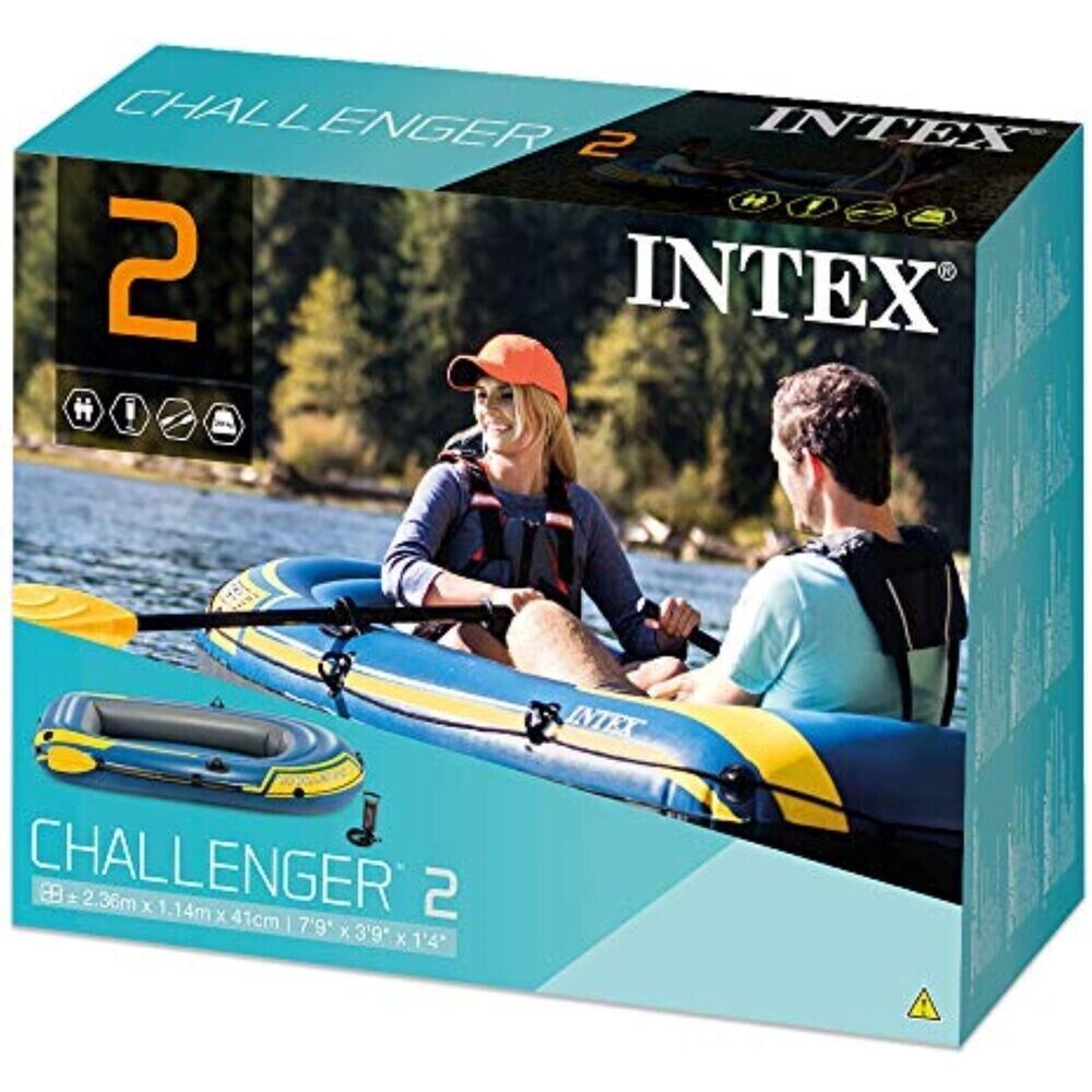 Intex Challenger inflatable boat 3 set paddles people pump fishing boat 