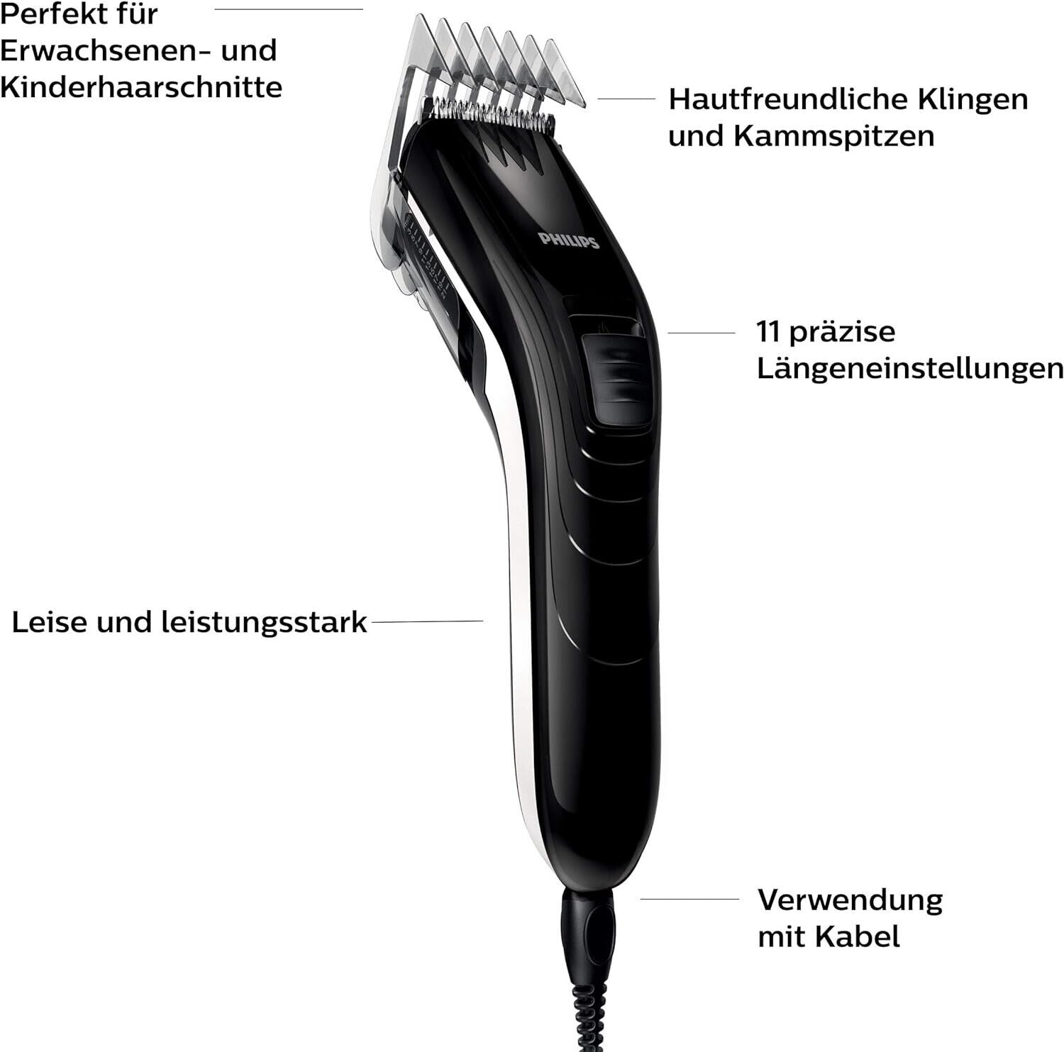 Philips QC5115/15 Haarschneider mit Edelstahlklingen – 11 Längeneinstellungen von 0,5 bis 21 mm