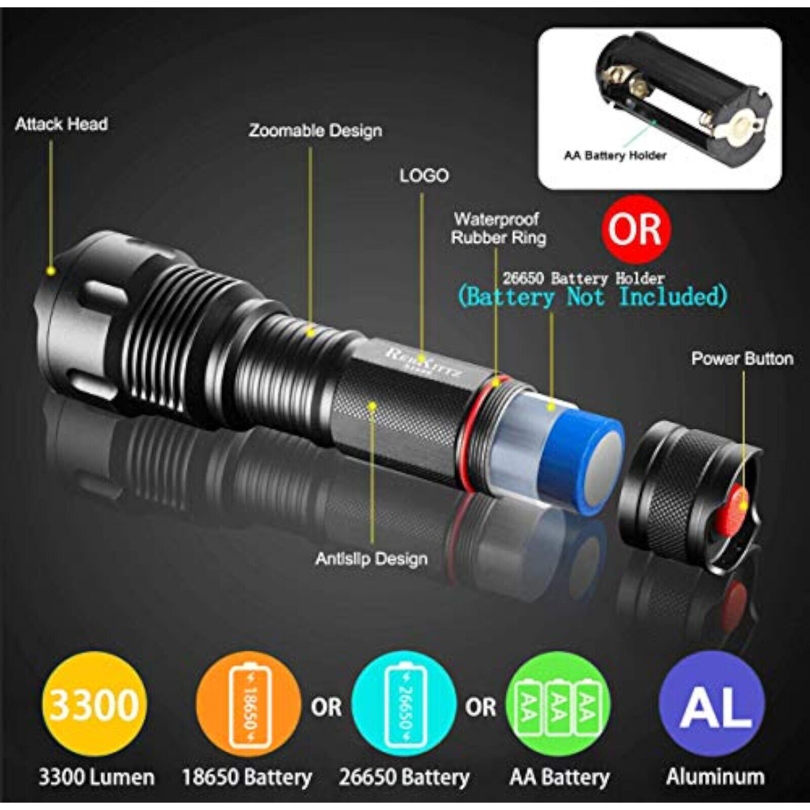 LED Taschenlampe,Extrem Hell,Handlampe Für Camping,Ausrüstung,Militär,Outdoor