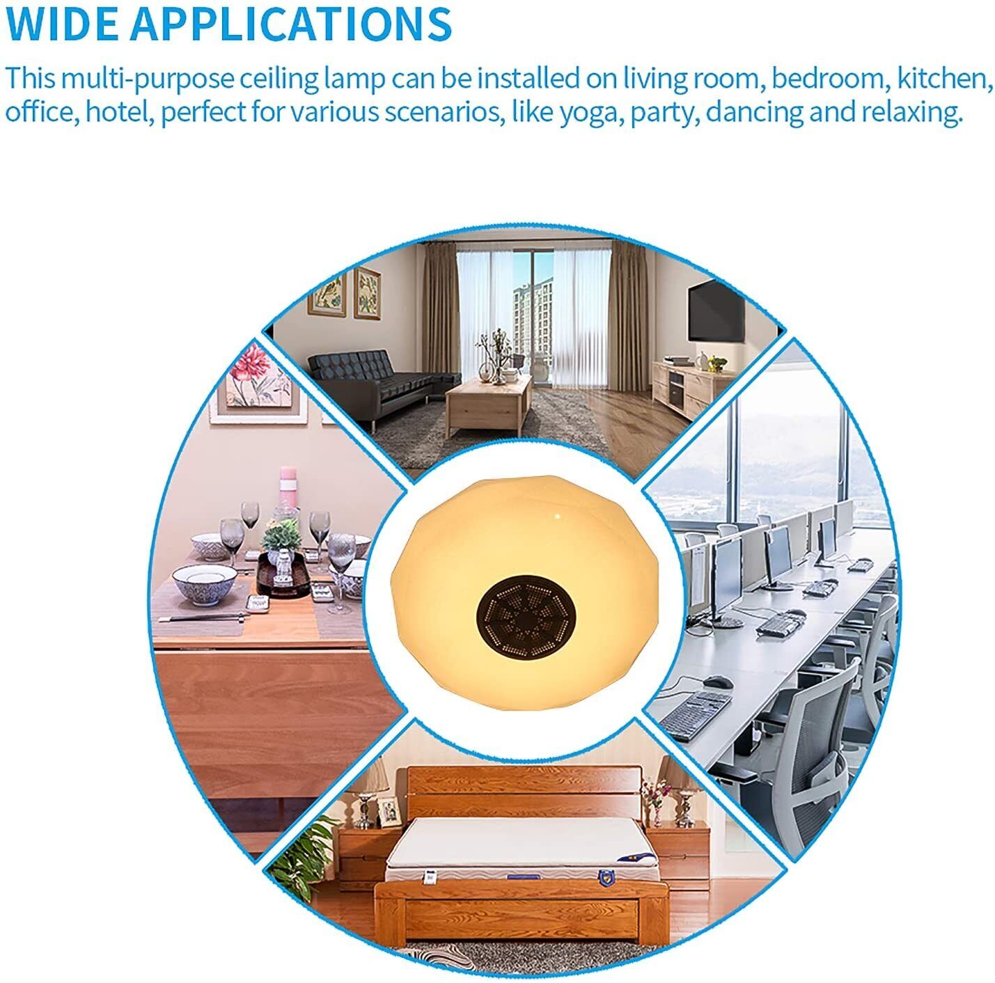 36W LED Deckenleuchte mit Bluetooth Lautsprecher – RGB Dimmbar, Fernbedienung & App Steuerung für Wohnzimmer, Schlafzimmer und Kinderzimmer