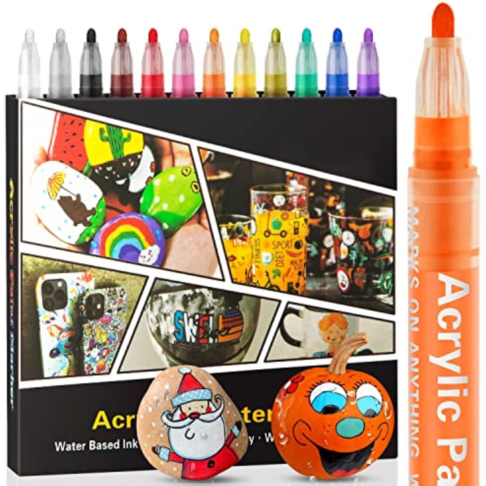 Acrylic pens set marker acrylic pen fabric pens acrylic paints stones wood paper 