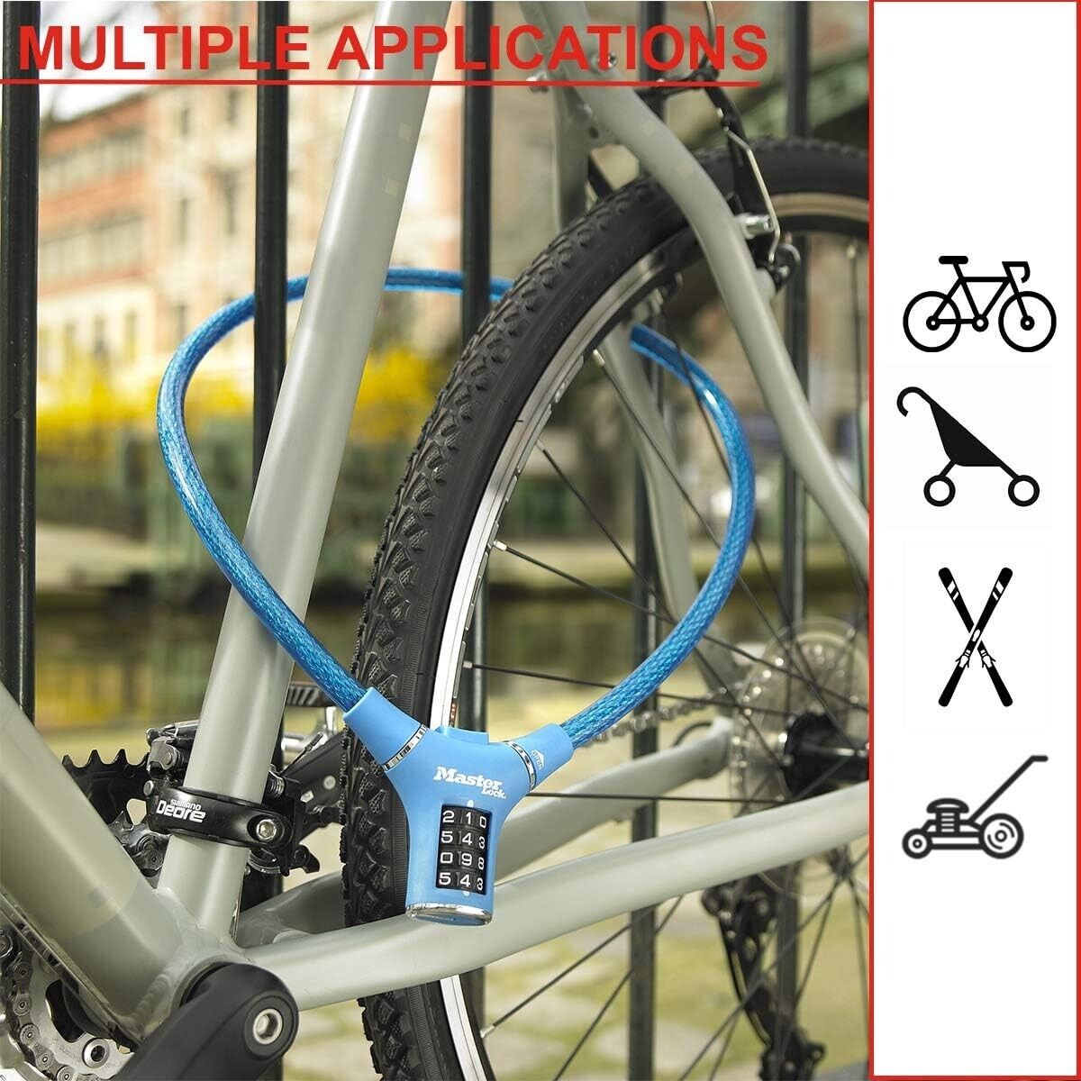 Bicycle lock 90cm steel cable combination lock cable lock weatherproof blue NEW 