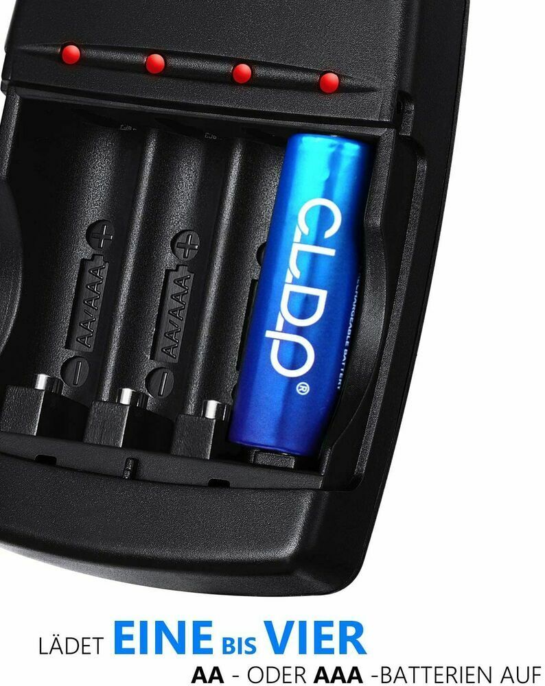 Ni-Zn Batterieladegerät Set mit 4x AA Akkus 2500mWh – USB Ladegerät für AA/AAA