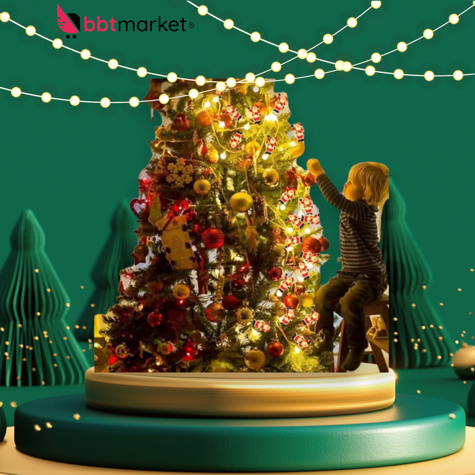 Lichterkette innen batterie,2m 20led Weihnachtsmann Weihnachtsdeko Lichtervorhan