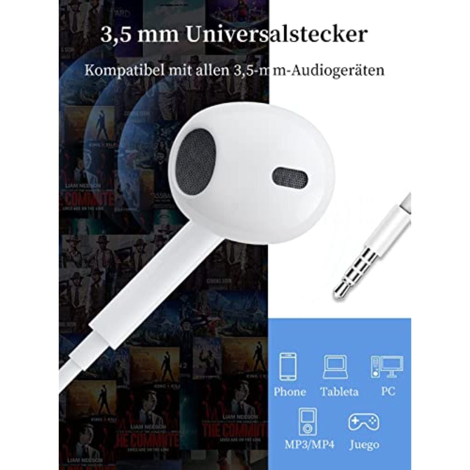 Earpods Kopfhörer für iPhone iPod iPad Headset, Klinke 3,5 mm In-Ear Neuware
