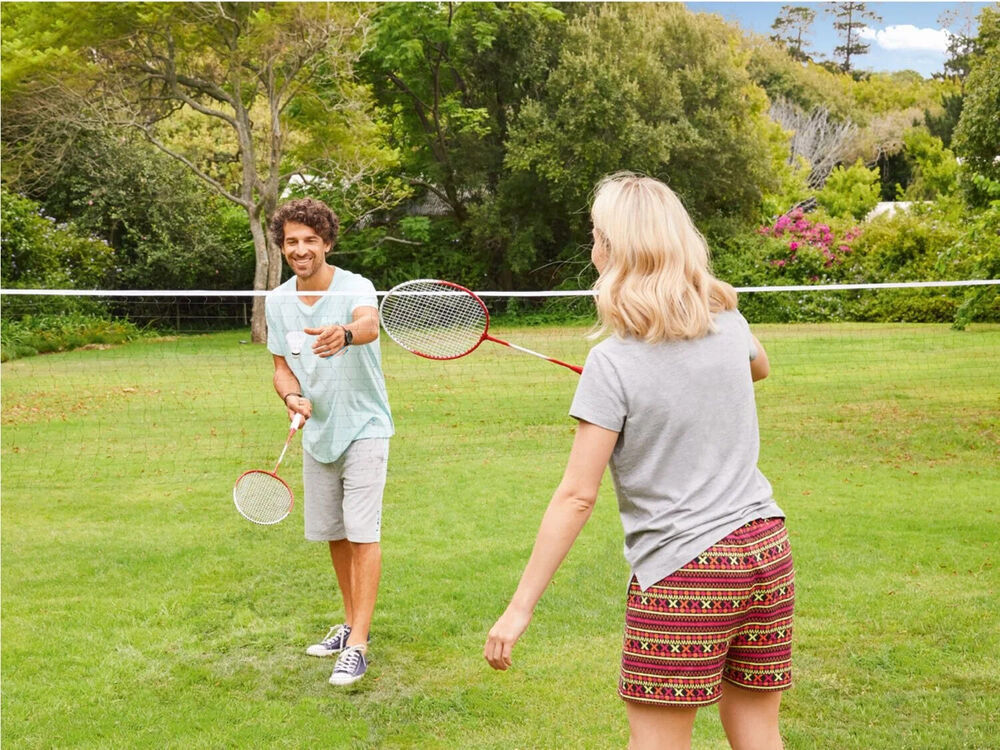 Crivit Badminton Complete Set for 4 Players Net 4 Rackets 3 Balls 6.2x0.6m NEW 