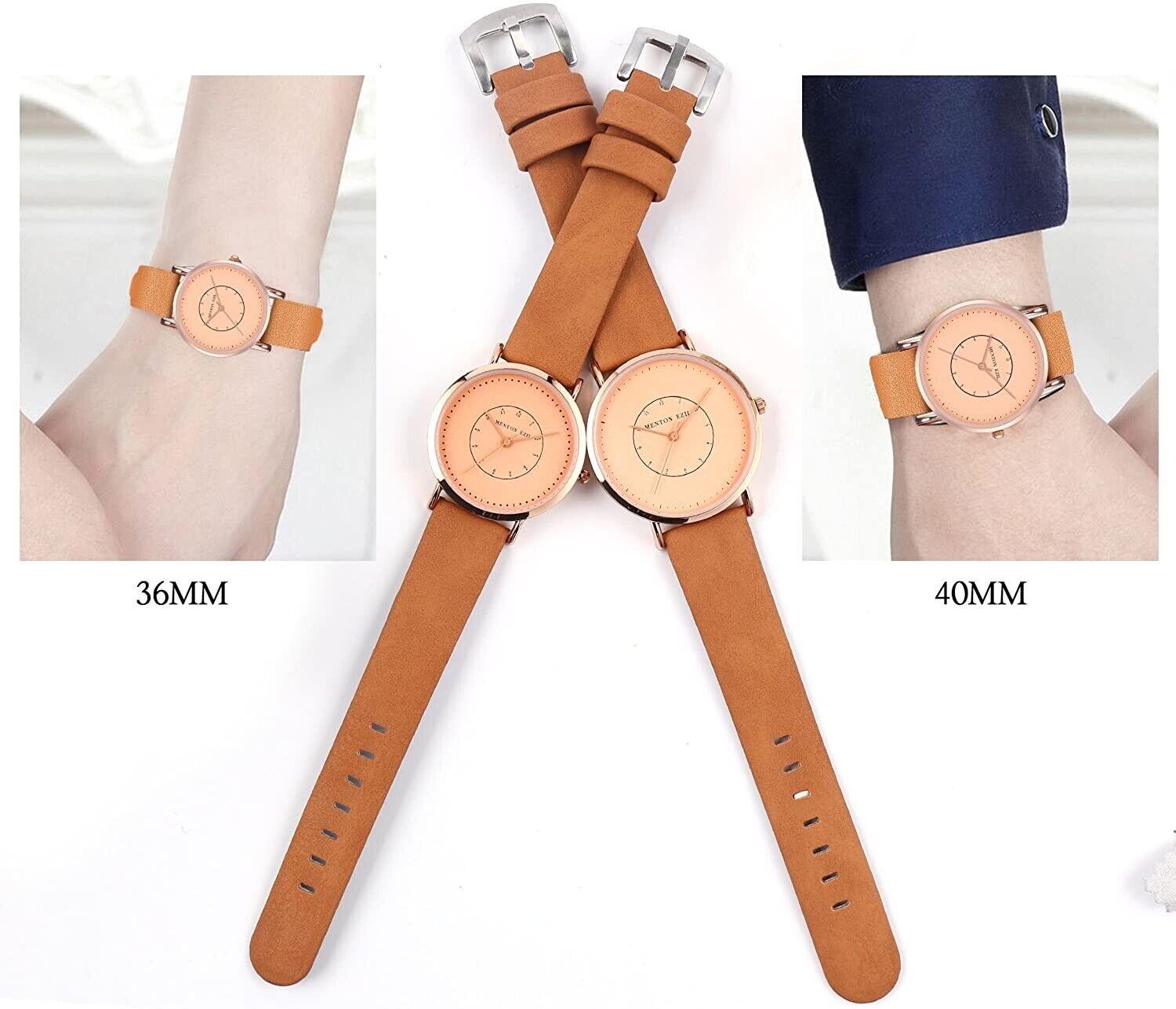 2 pieces - Classic wristwatch couple watches for women and men 3 ATM water di