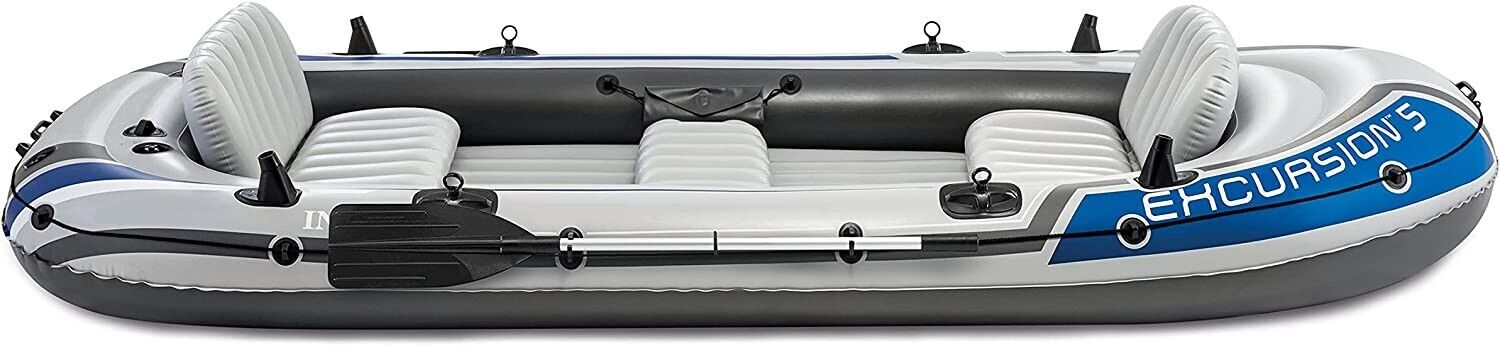 Intex Excursion 5 Inflatable Boat Set 366x168cm with Paddle &amp; Pump, 5 Persons