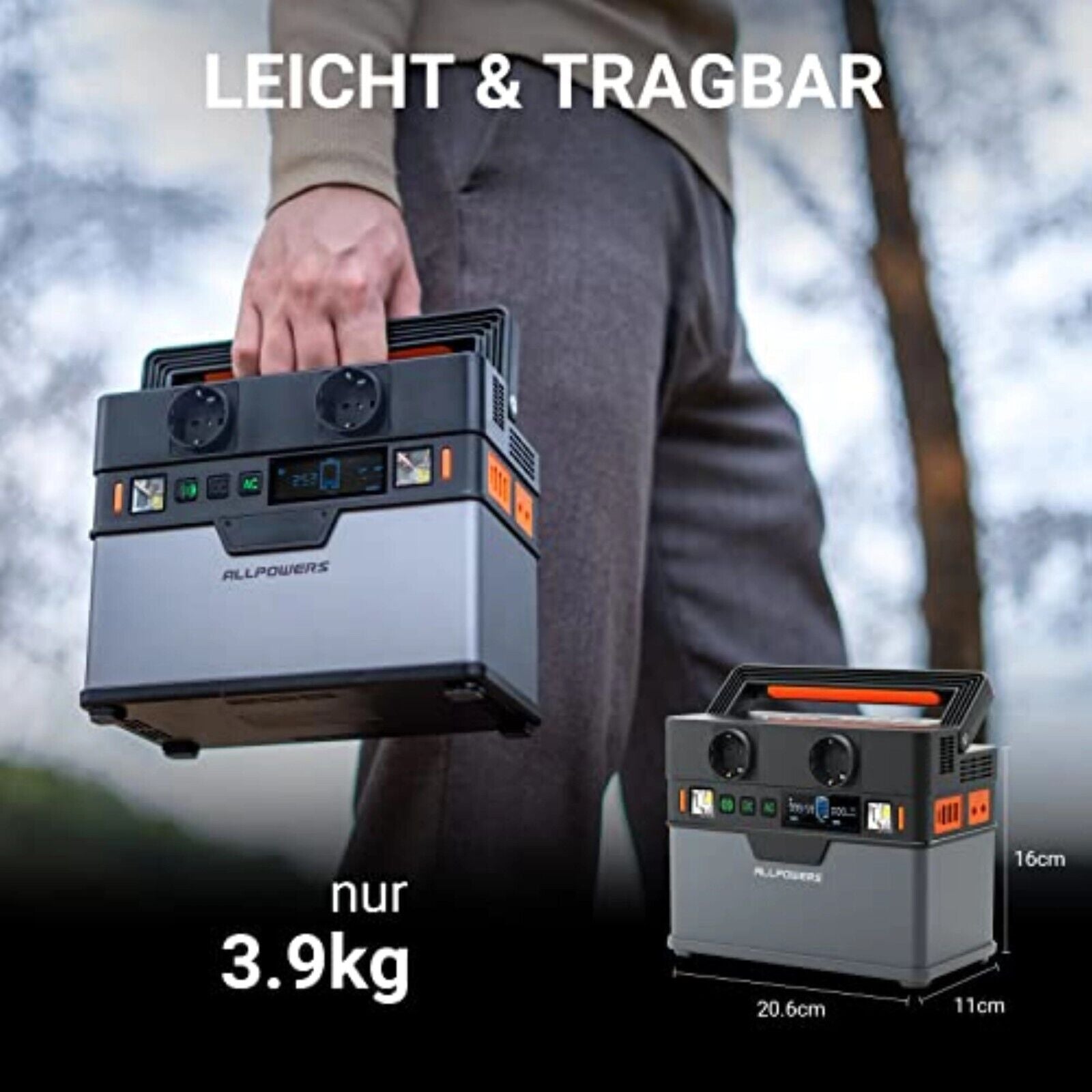 ALLPOWERS Solar Powerbank 78000mAh 288Wh Tragbar Powerstation mit AC/USB-Ausgang