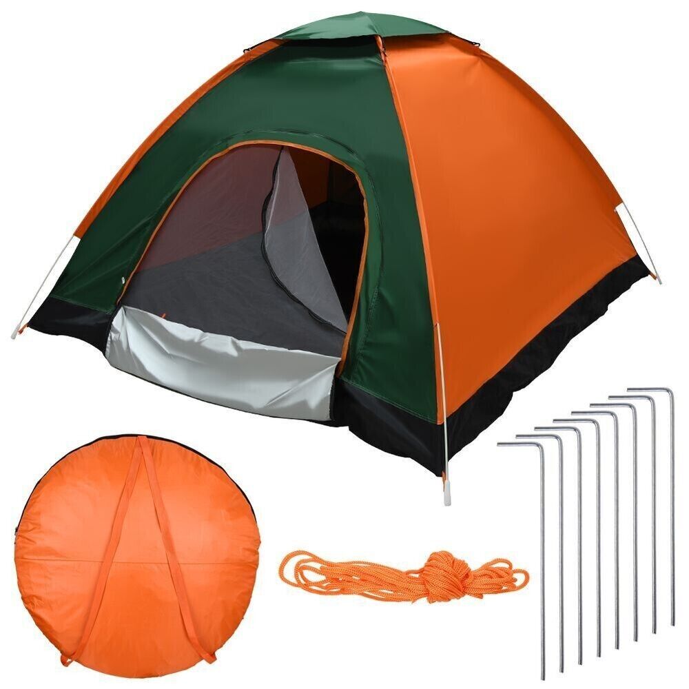 Camping tent 3-4 people pop up dome camping tent, easy to set up throw tent 