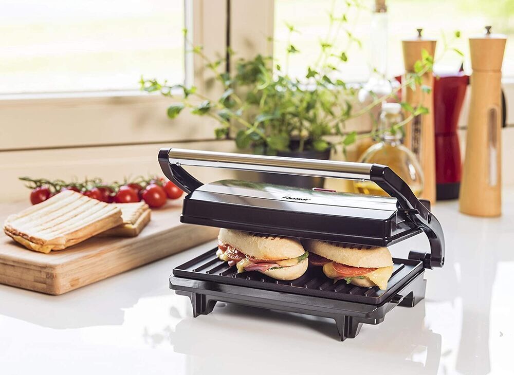 Bestron electric contact grill with drip tray, sandwich maker with 