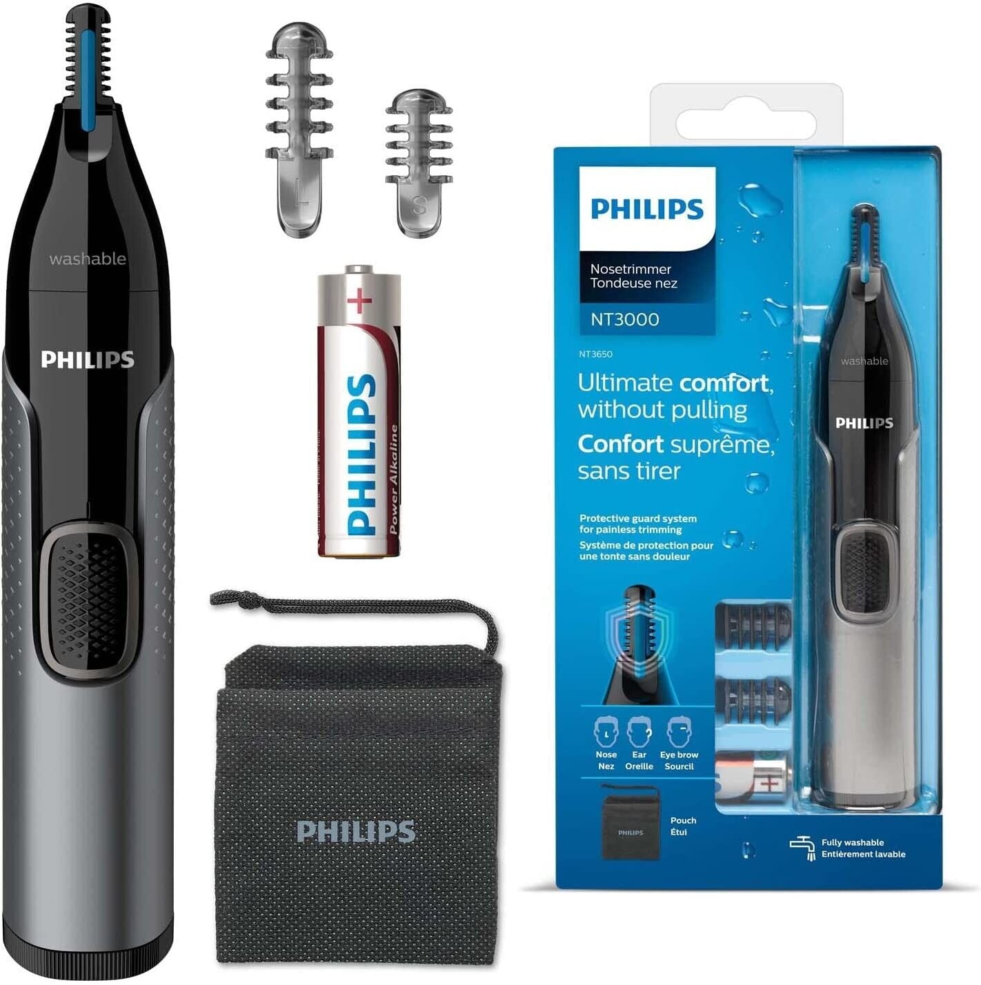 Nose hair trimmer Philips Washable 3000 Protection system Nose trimmer Ear hair NEW 