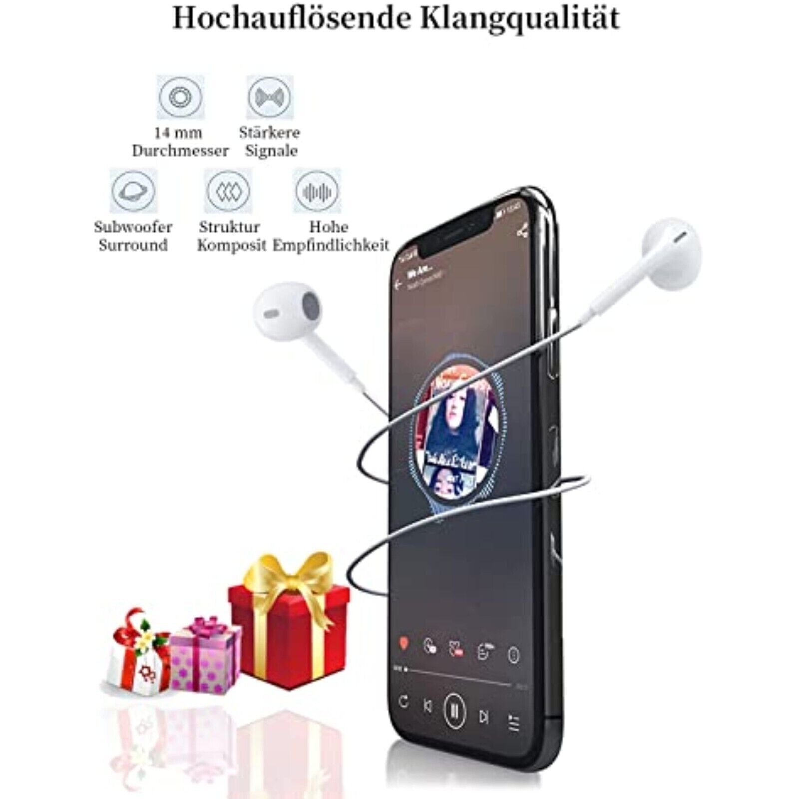 Earpods Kopfhörer für iPhone iPod iPad Headset, Klinke 3,5 mm In-Ear Neuware