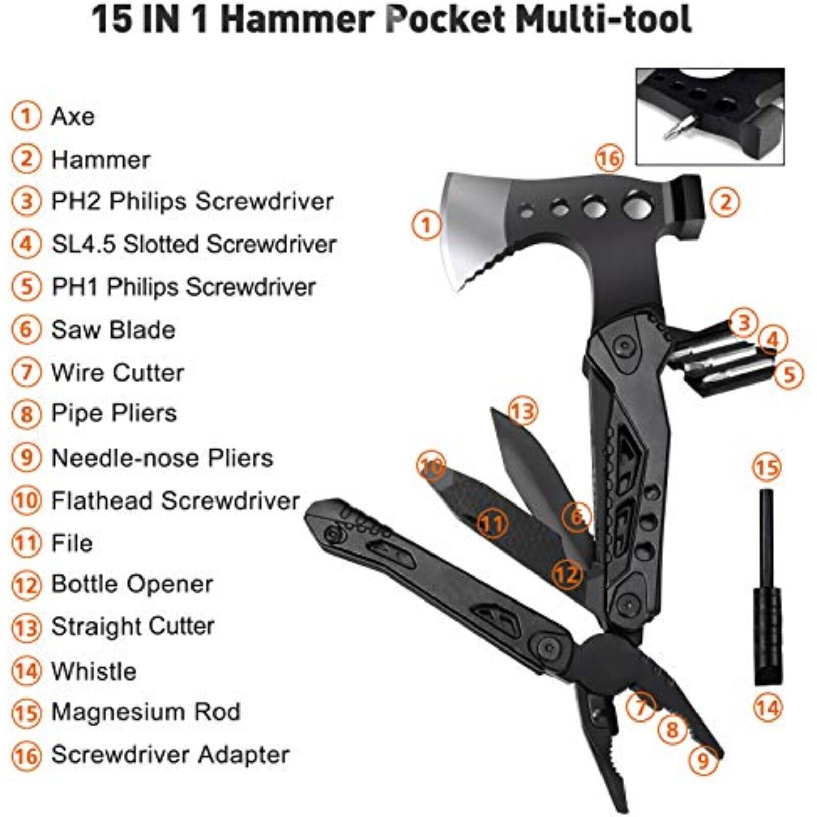 WayinTop Tool Gifts for Men, Pocket Tool Multi-Tool Hammer.
