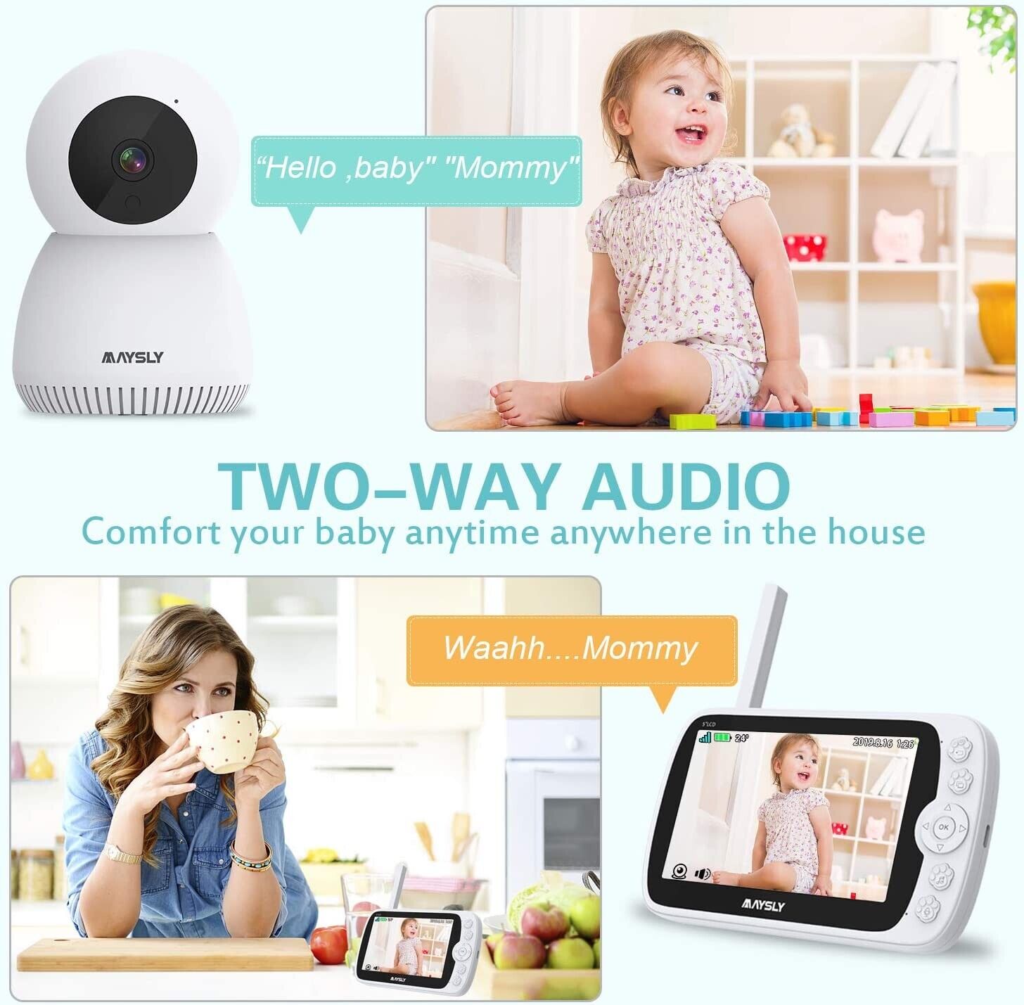 Digitales Babyphone Babyfone Mit Wlan 1080p Kamera Nachtsicht Reichweite