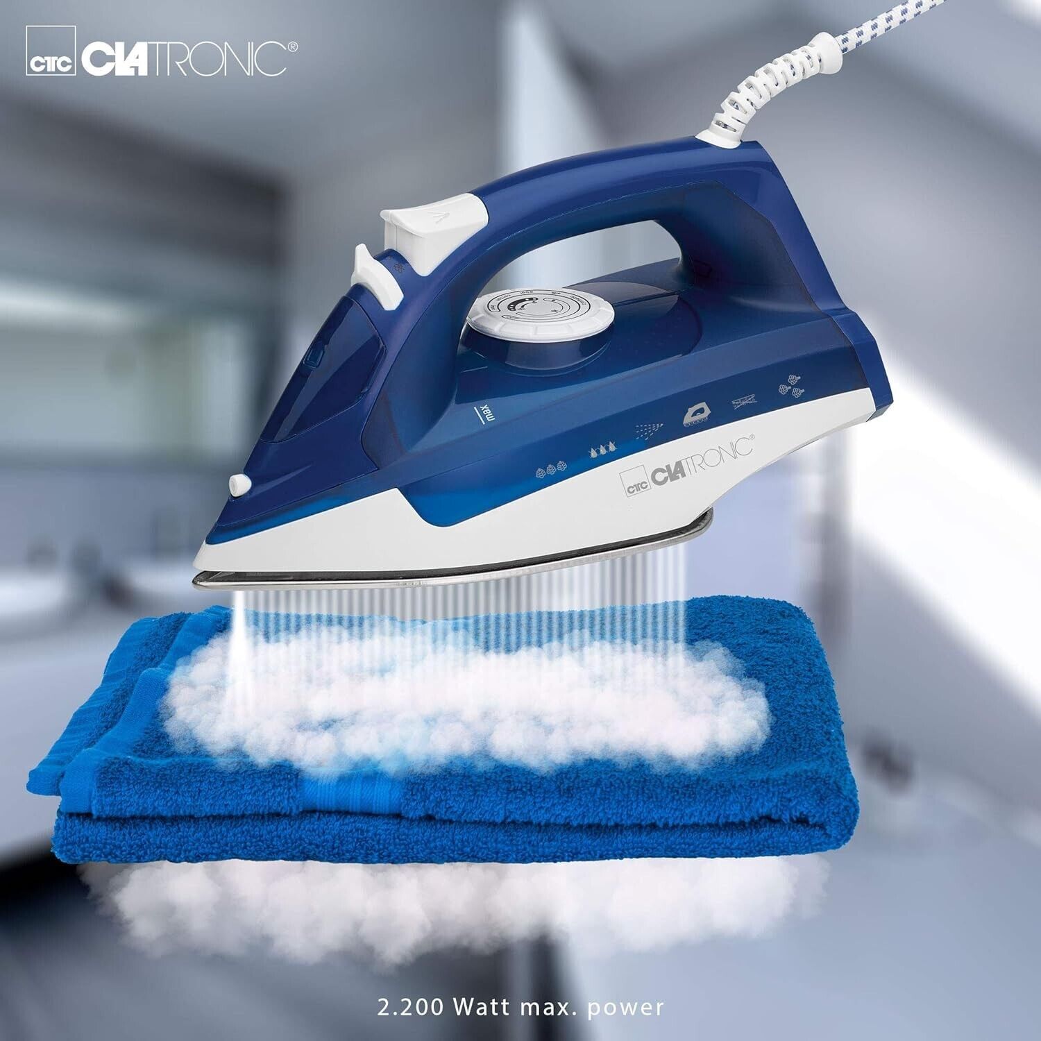 Clatronic steam iron DB 3704 white/blue, 2200 watts, NEW 