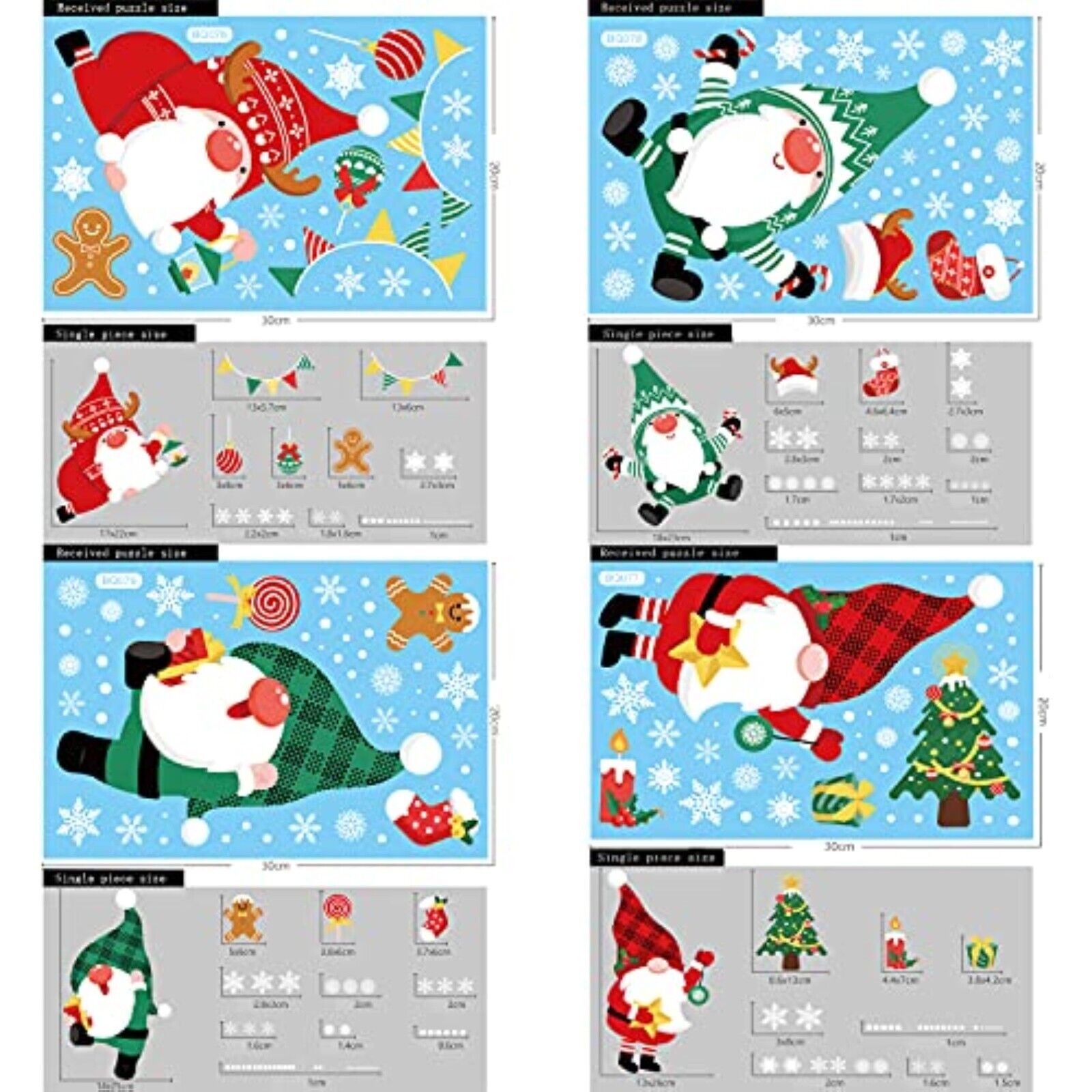 10 Bögen Weihnachten Fensterbilder – Selbstklebende PVC Weihnachtsaufkleber, Wiederverwendbar, Für Fenster & Glatte Flächen