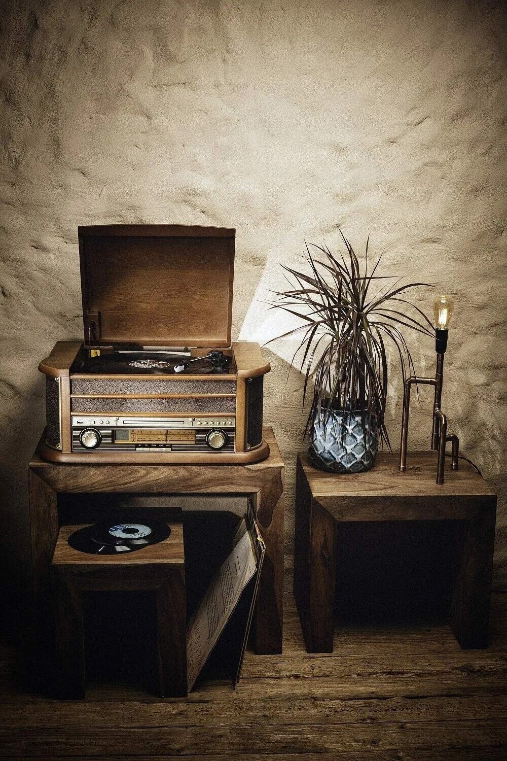 Retro record player record player player nostalgia wooden music system 