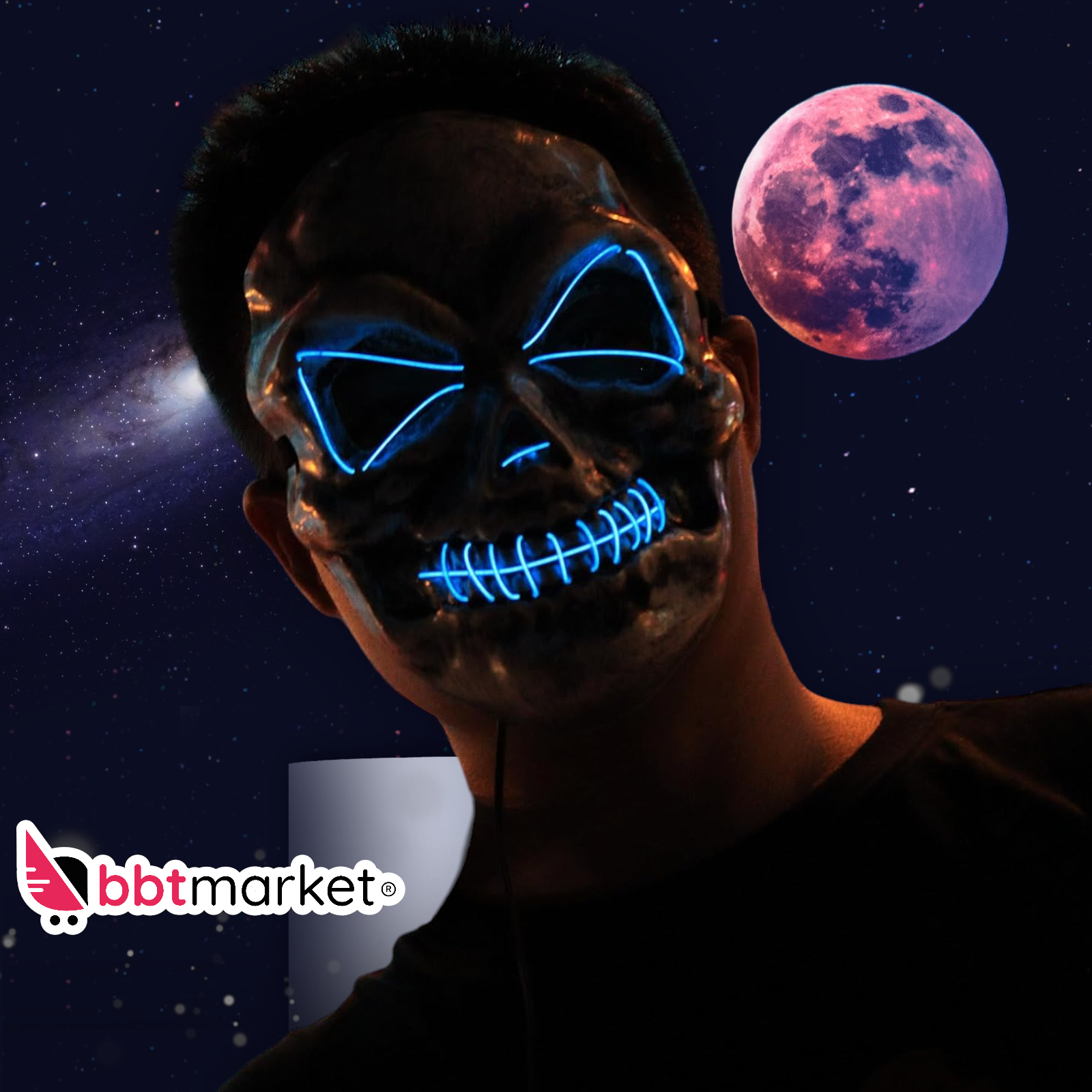 Halloween Purge Maske LED – Horror Leuchtmaske für Party, Karneval & Cosplay