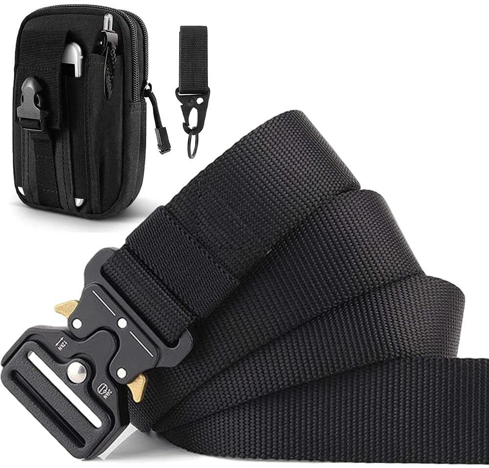 Work Belt, Tactical Belt, Military Style Metal Buckle Men's Gift Set 