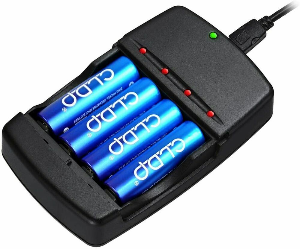 Ni-Zn Batterieladegerät Set mit 4x AA Akkus 2500mWh – USB Ladegerät für AA/AAA