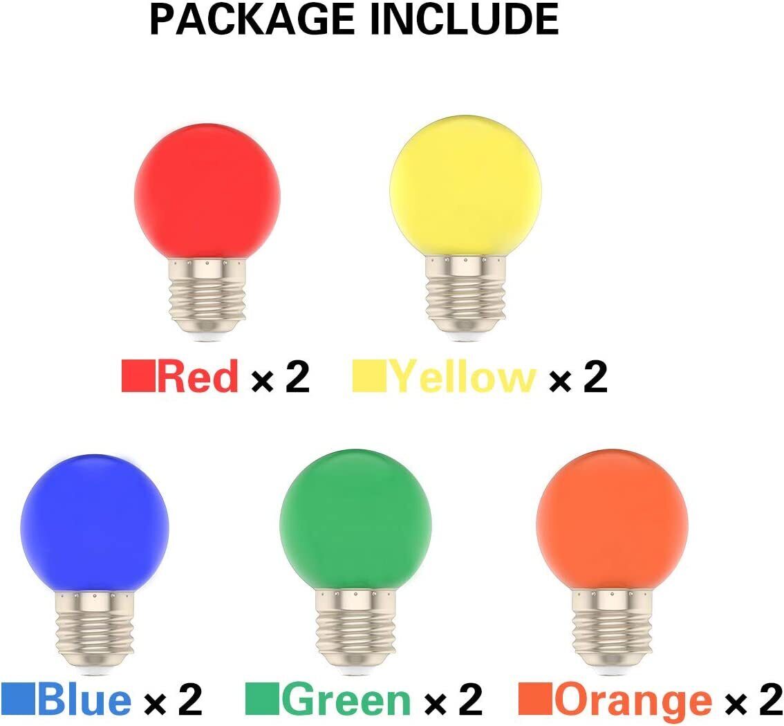 10pcs LED bulbs drop ball E27 360° mixed colors red yellow green blue 