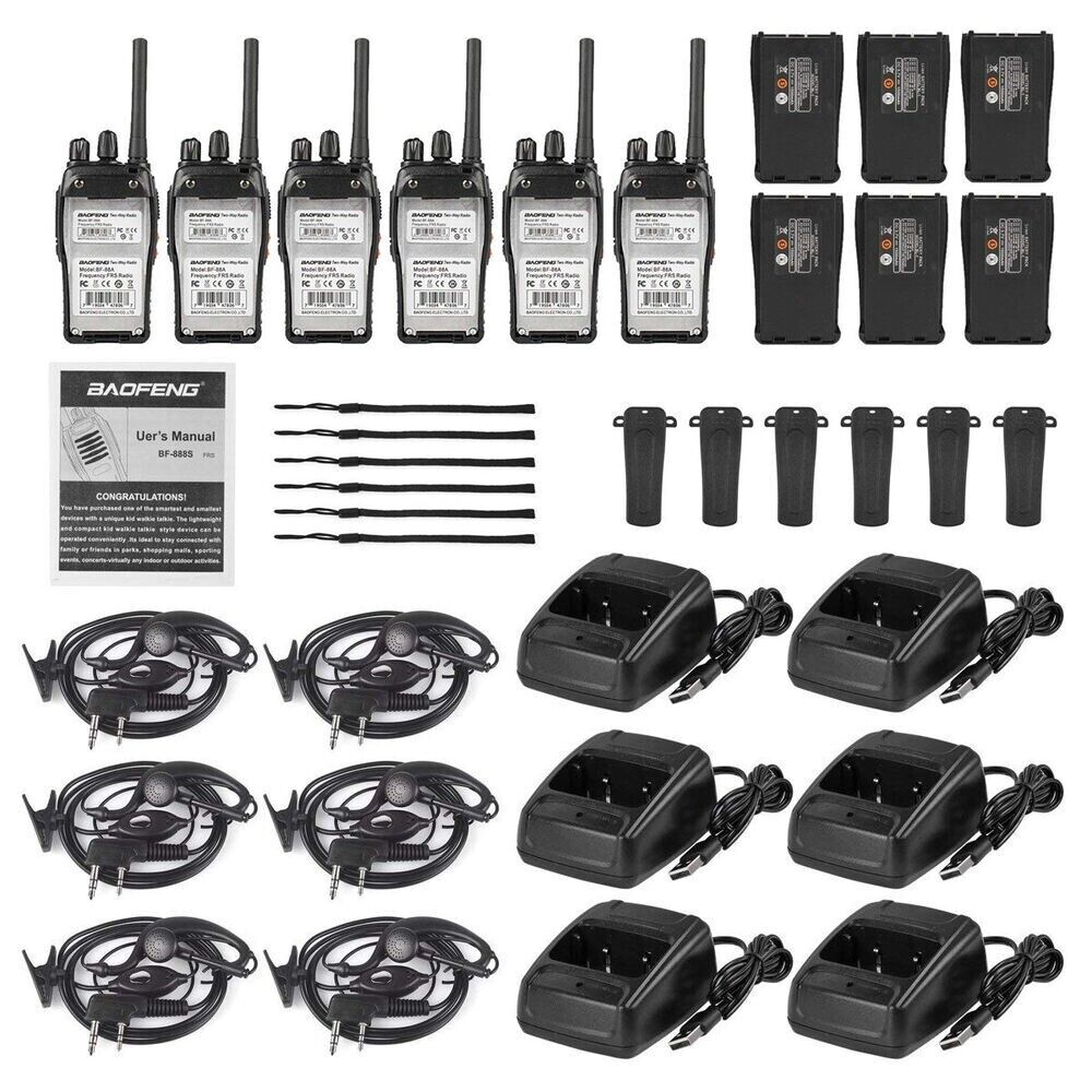BaoFeng BF-88E 6er Set – PMR446 Handfunkgeräte mit USB-Ladekabel | Lizenzfrei, 16 Kanäle, 1,5–3 km Reichweite, VOX & Scan-Funktion