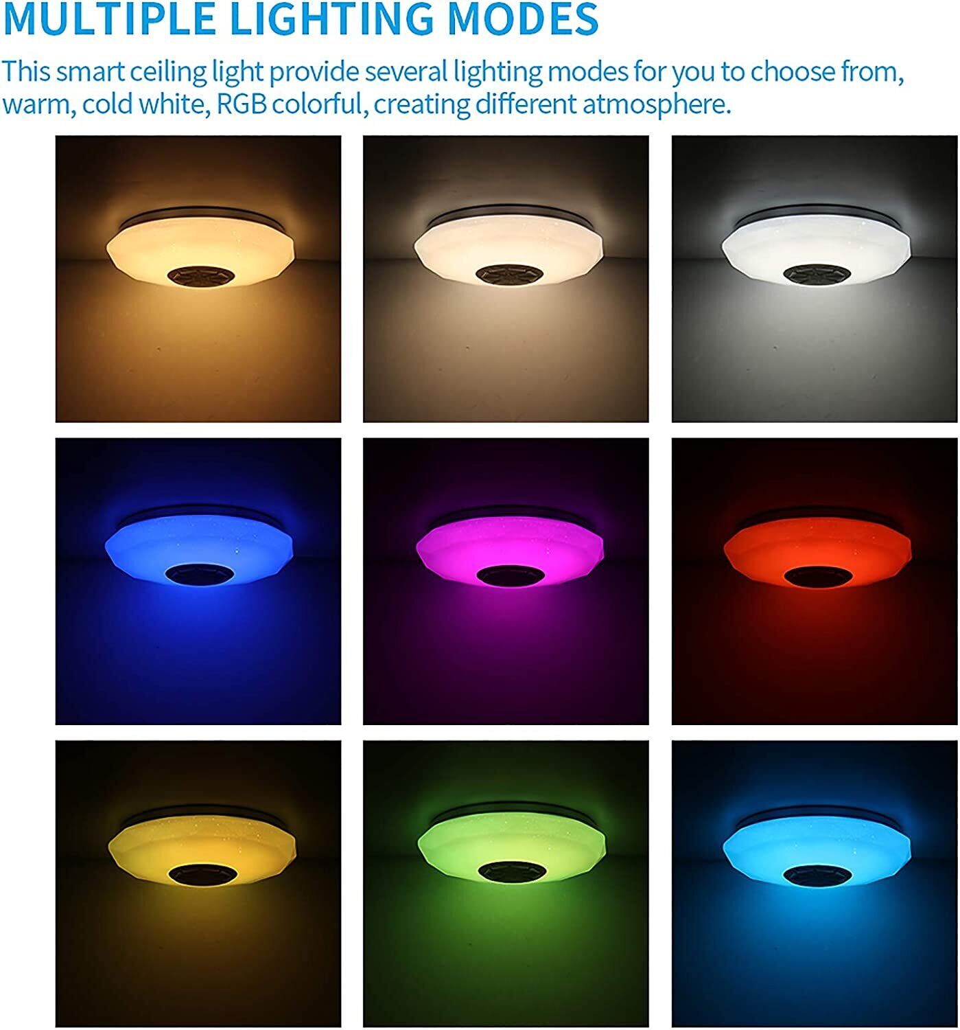 36W LED Deckenleuchte mit Bluetooth Lautsprecher – RGB Dimmbar, Fernbedienung & App Steuerung für Wohnzimmer, Schlafzimmer und Kinderzimmer
