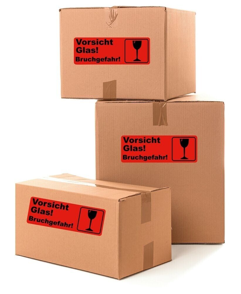 1000 pieces Caution: Risk of glass breakage! Shipping labels warning stickers 105x37mm 