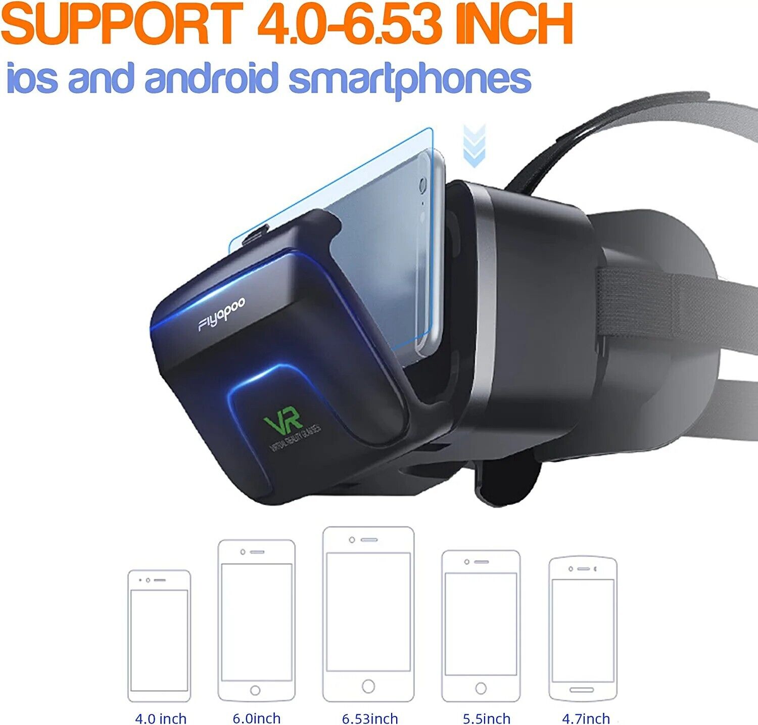 VR Brille 3D für Smartphone & PC – Leichtes VR Headset mit Linsen-/Pupillen-Distanzregler, abnehmbarem Komfortpolster, kompatibel mit Android & iOS