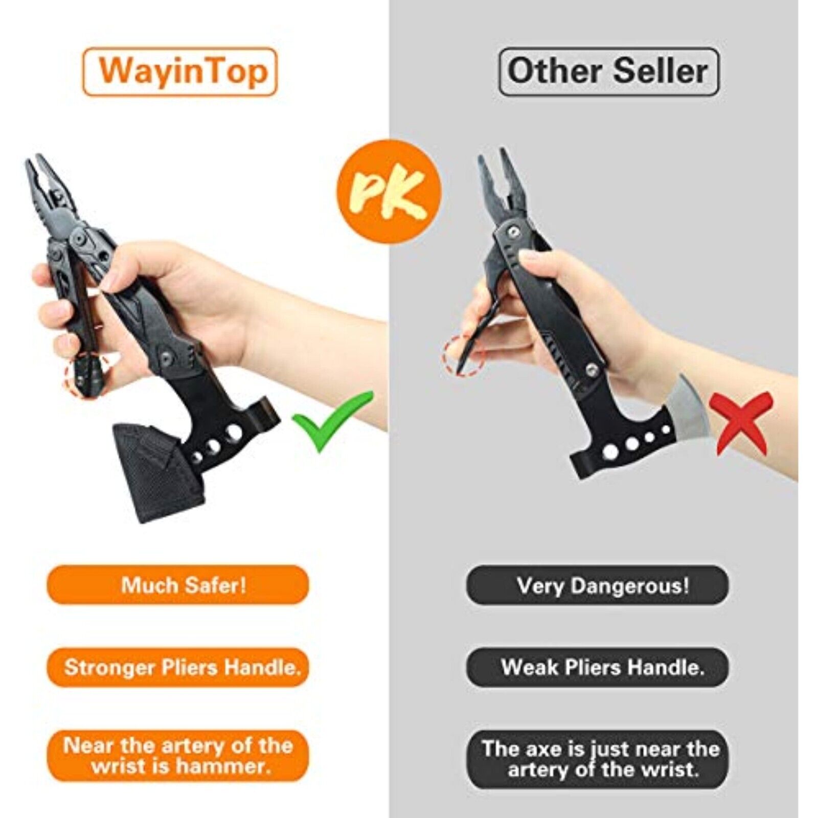WayinTop Tool Gifts for Men, Pocket Tool Multi-Tool Hammer.