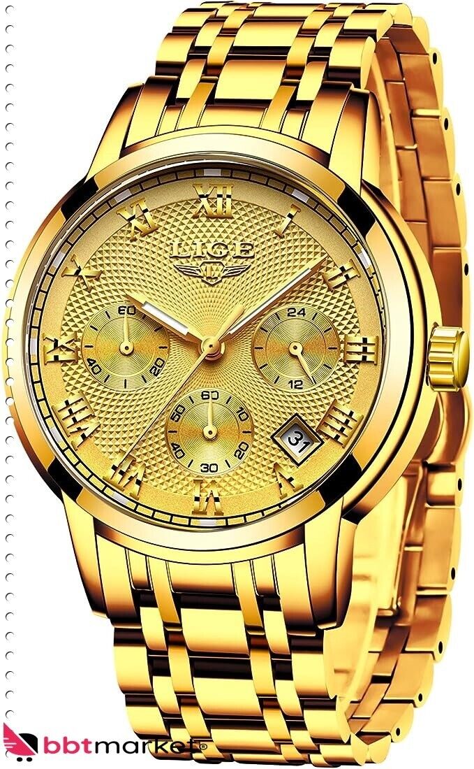 Men's Watches Sport Waterproof Stainless Steel Analog Quartz Chronograph Calendar