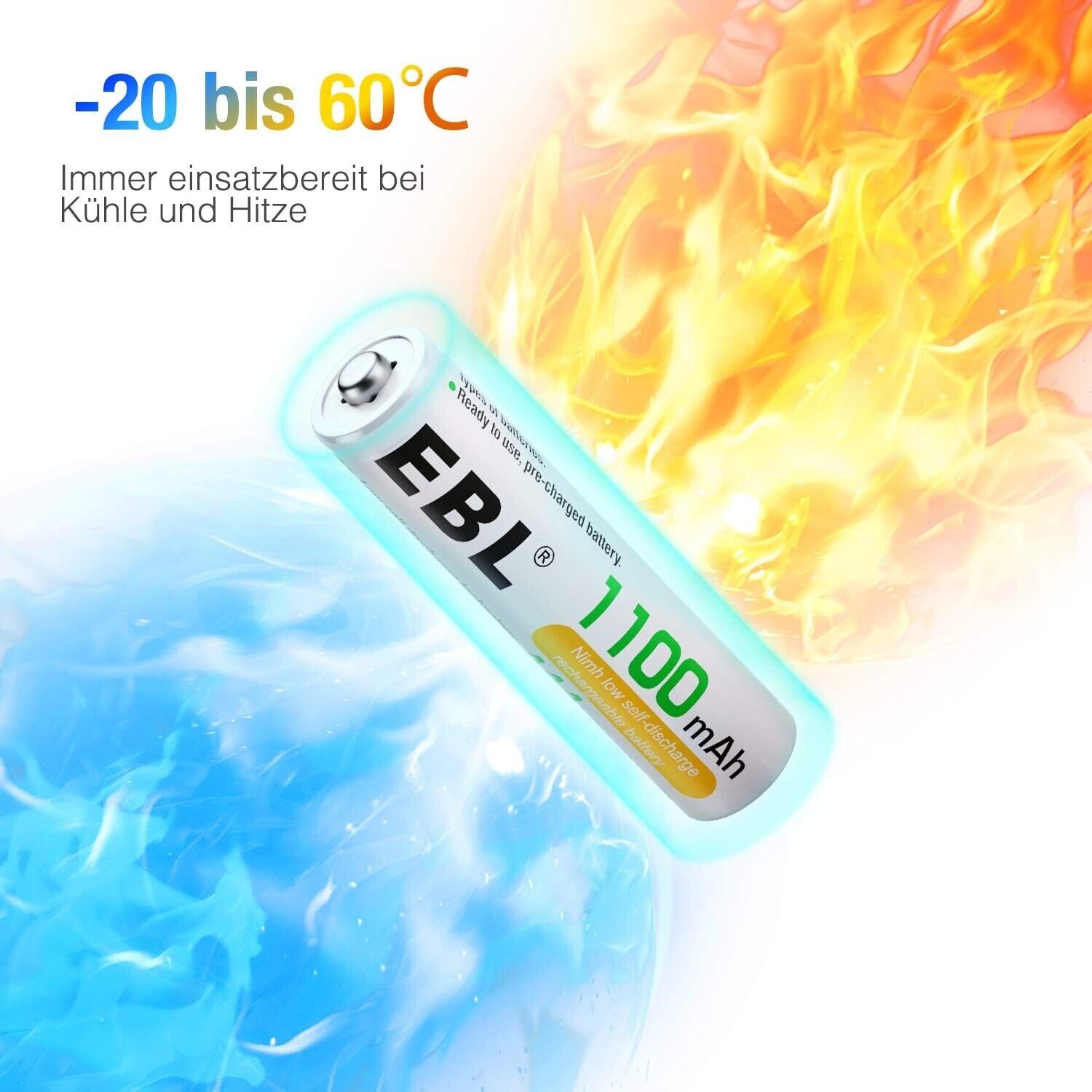 EBL AAA Akku 1100mAh 4/8/12/16 Stück -wiederaufladbare Batterien AAA, Typ NI-MH Batt NEU