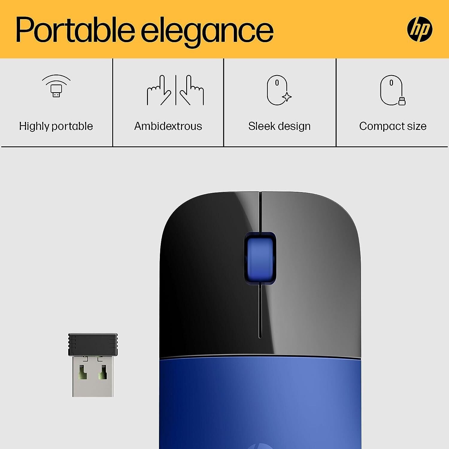 HP Z3700 Blau (V0L81AA) kabellose Maus Wireless Mouse 1200 dpi mit USB Adapter