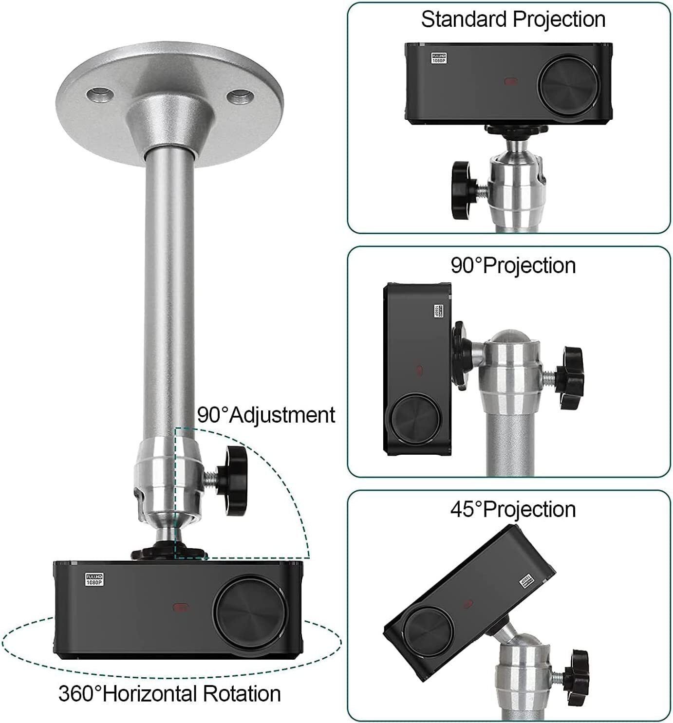Projector 2 pieces ceiling mount 360° extendable wall mount projector 