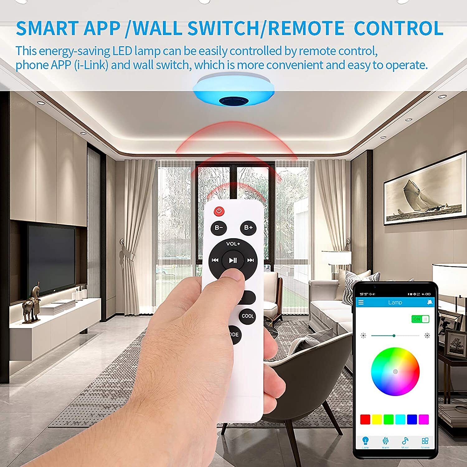 36W LED Deckenleuchte mit Bluetooth Lautsprecher – RGB Dimmbar, Fernbedienung & App Steuerung für Wohnzimmer, Schlafzimmer und Kinderzimmer