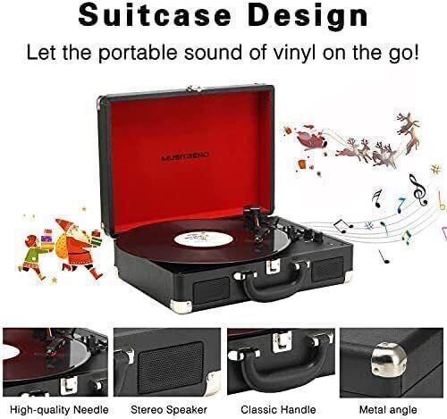 Bluetooth Plattenspieler Turntable mit Stereo-Lautsprecher Vinyl-zu-MP3-Aufnahme