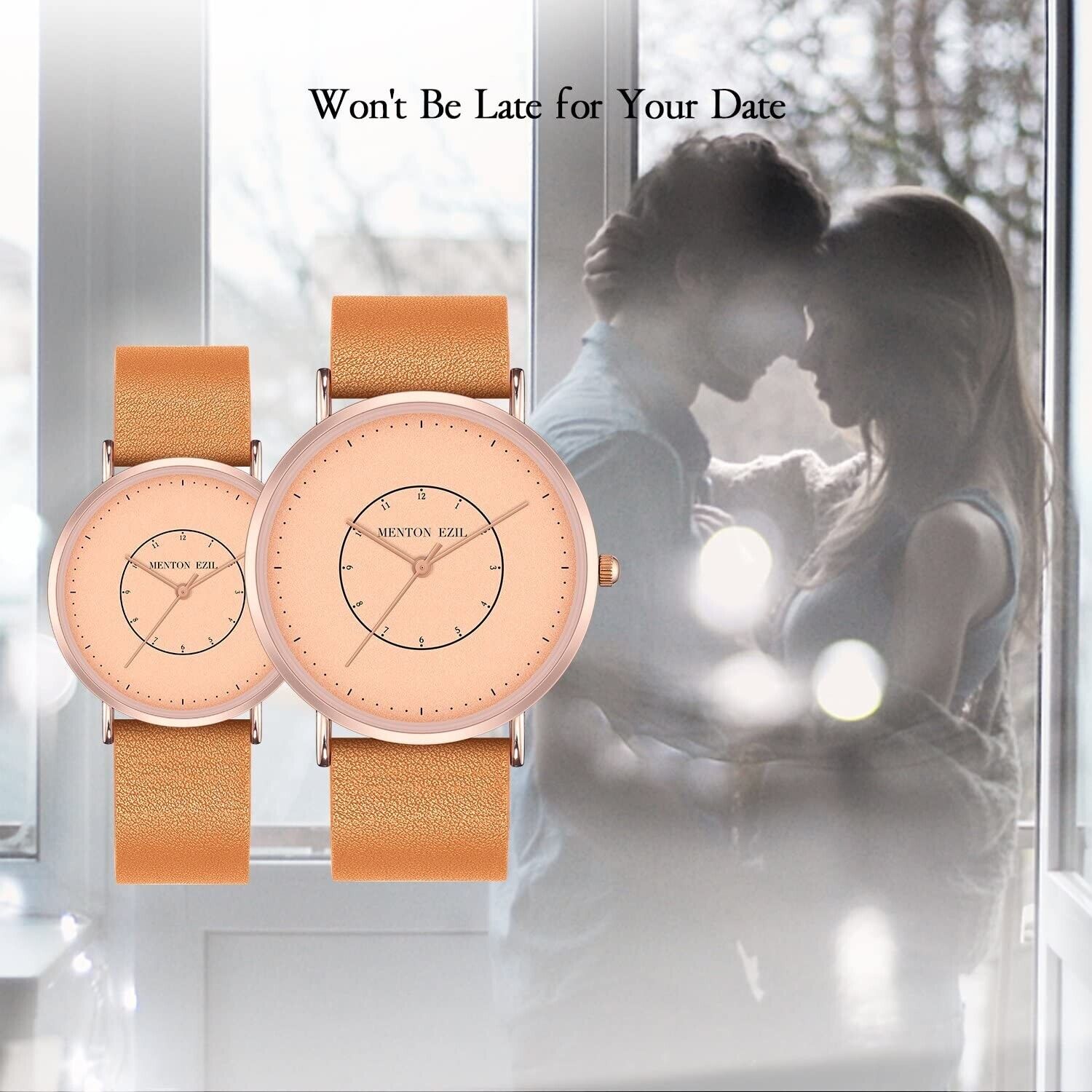 2 pieces - Classic wristwatch couple watches for women and men 3 ATM water di