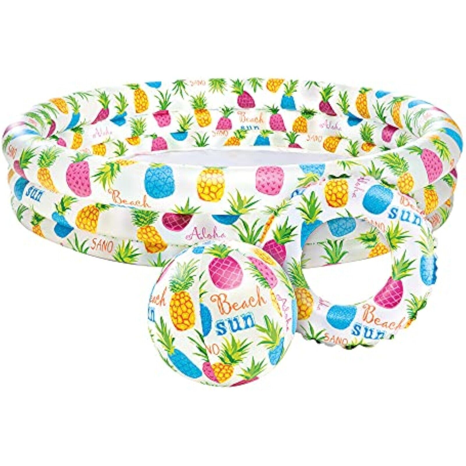 Intex Kinder Pool Set 132x28 cm mit Ananas-Schwimmring & Ball – Sommer Badespaß
