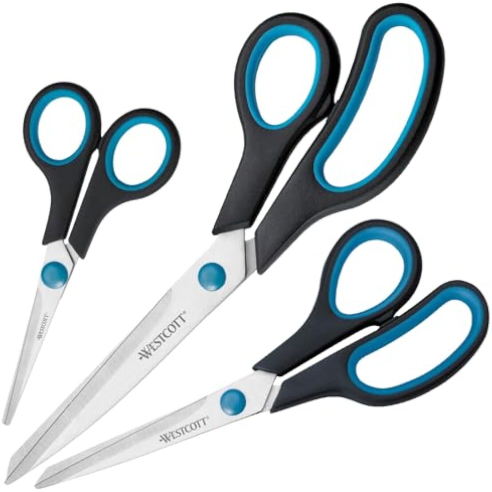 Westcott N-90027 00 Easy Grip Softgrip Scissors stainless steel black set of 3 new 