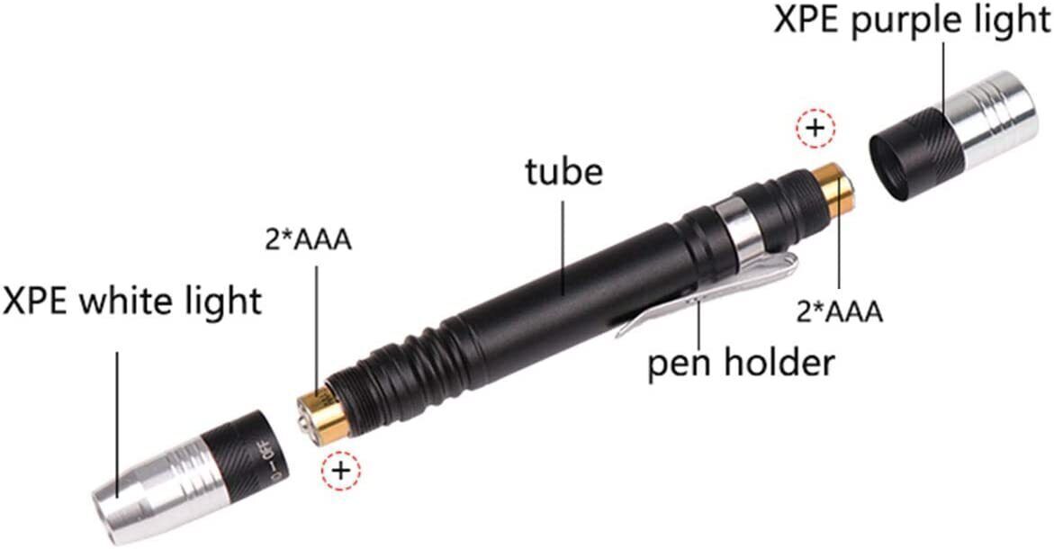 Mini UV Flashlight LED Lamp 395nm Blacklight Amber Blacklight Handheld Lamp 