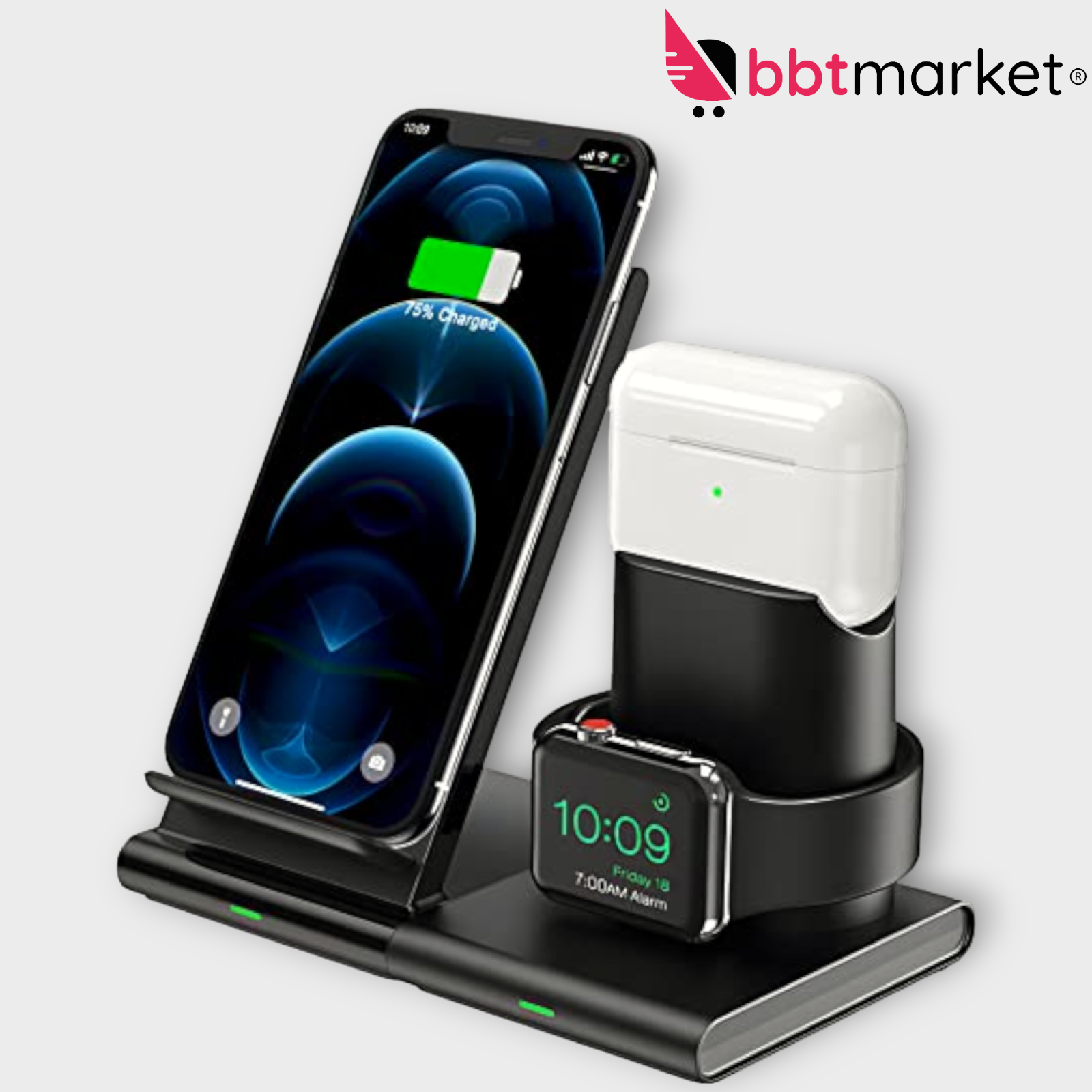 3in1 Wireless Charging Station Charger 7.5W Fast Charging, Compatible with Phone 