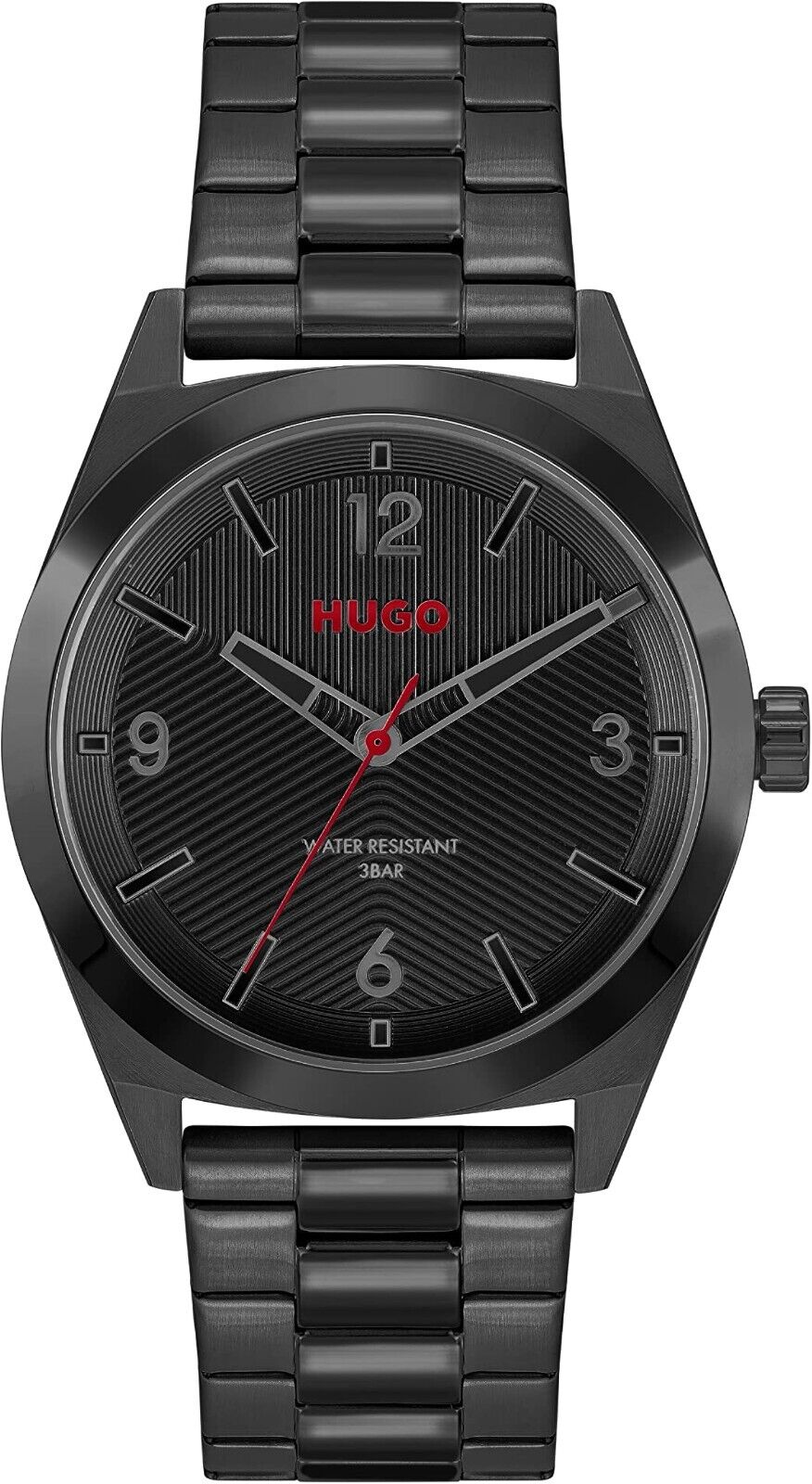 HUGO Analog Men's Wristwatch Quartz with Black Stainless Steel Black Quartz Movement 