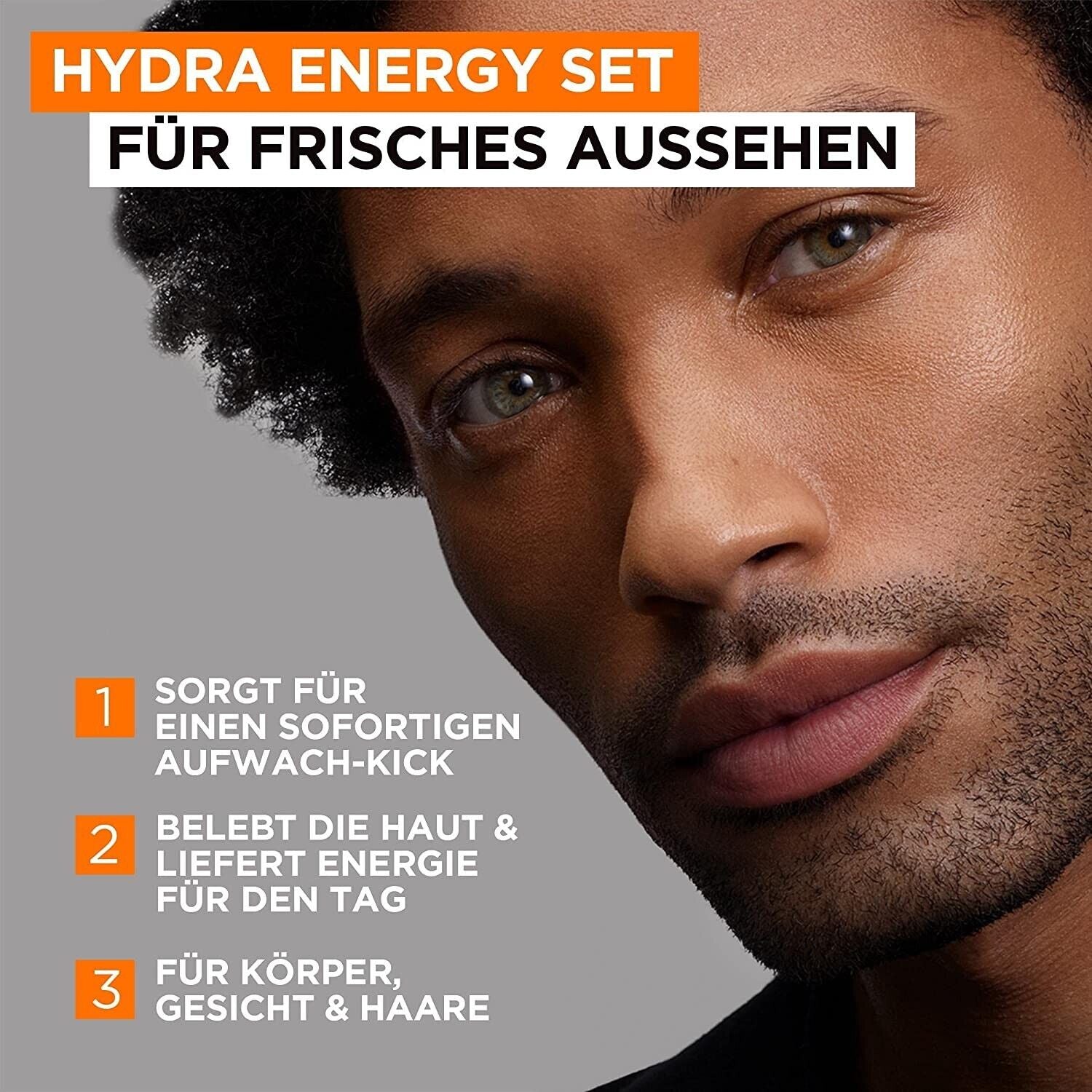 L'Oréal Hydra Energy Männerpflege-Set – 3-teilig: Duschgel, Waschgel & Feuchtigkeitscreme