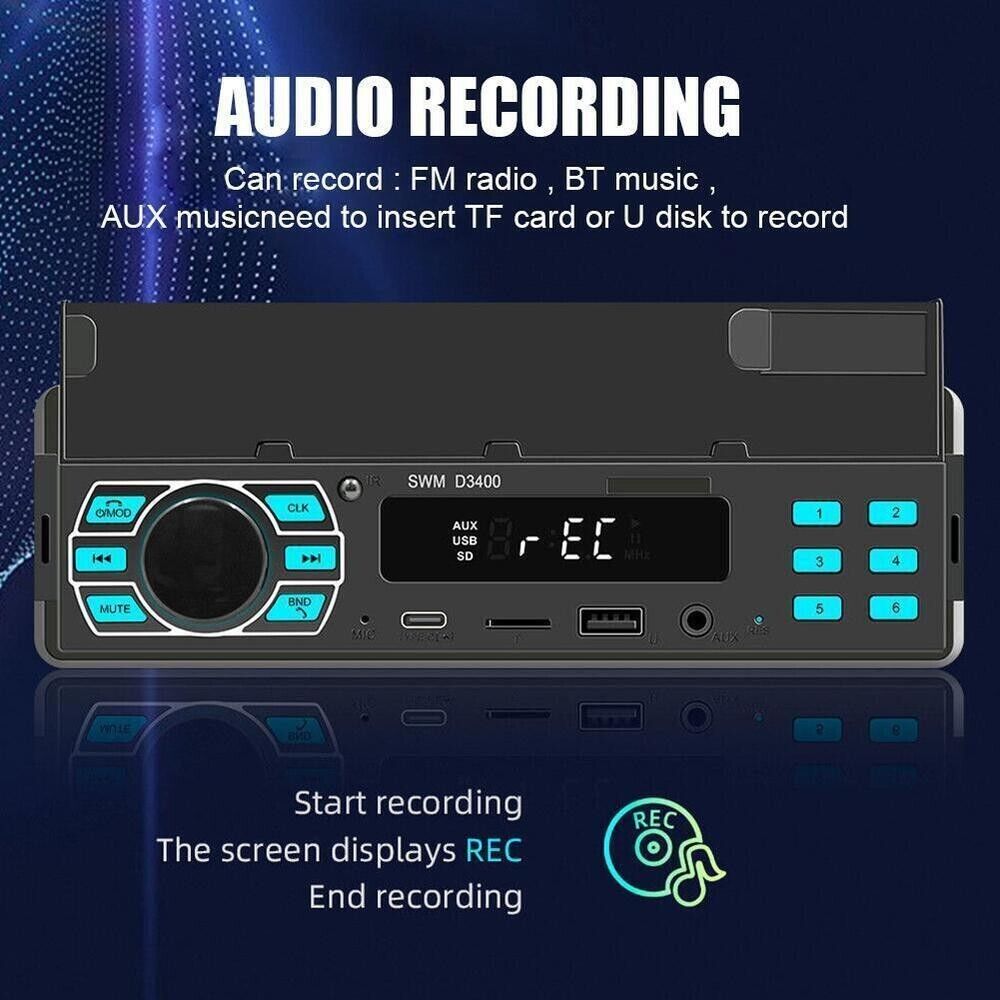 Car Radio Bluetooth 1 Din MP3 Player Handsfree C USB L8 Type X4V3