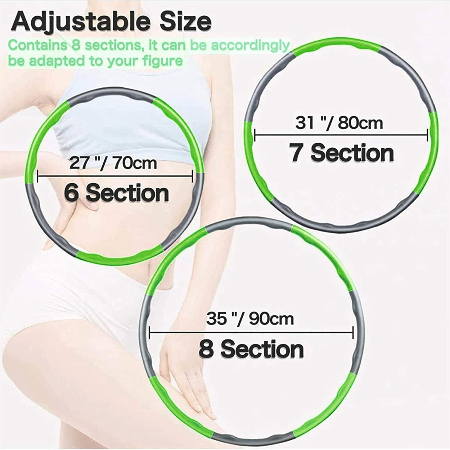 Hula Hoop, Springseil Reifen Bauchtrainer Fitness Schaumstoff 8-Teilig Massage